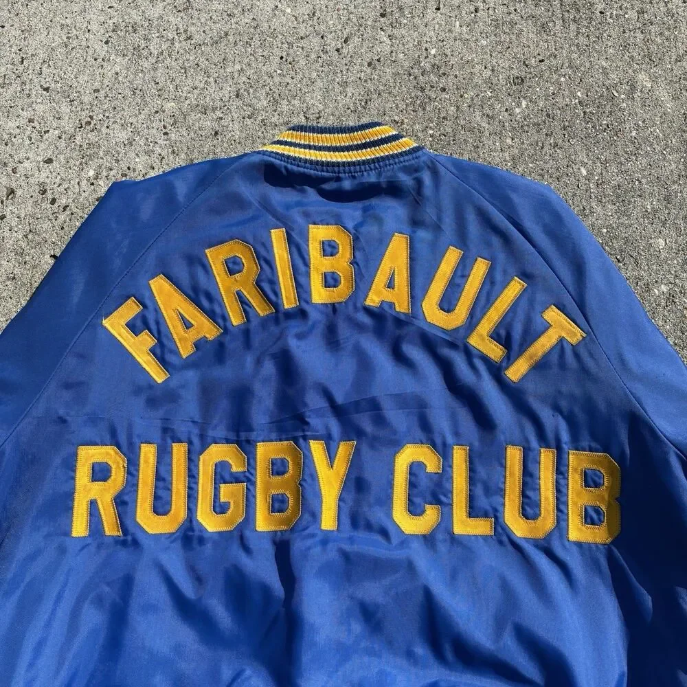 Vintage 1960s Butwin Faribault Boksprings Rugby Club Bomber Varsity Jacket Large